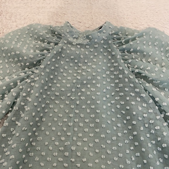 Zara Green Polka Dot Blouse - Picture 2 of 5